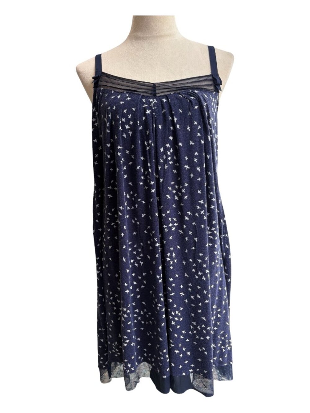 Simply Vera Vera Wang Nightgown Chemis Navy Bird Print - M (2657-1)